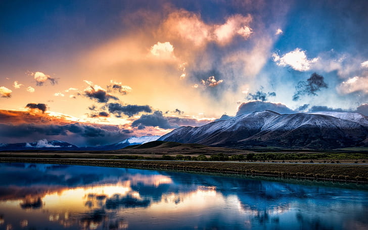 View from New Zealand, lake, landscape, hdr, cool, gorgeous, HD wallpaper