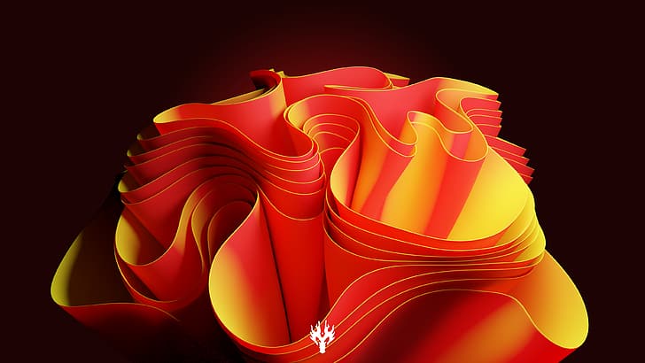 windows 11, 3D Abstract, red background, HD wallpaper