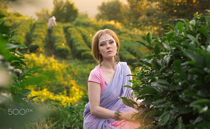 Дмитрий Левыкин, модная фотография, модель, женщины, 500px, сари, ферма, HD обои