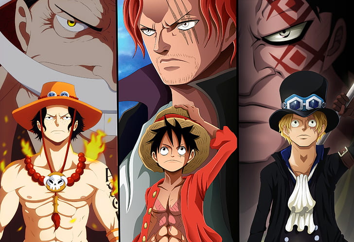 One Piece, Edward Newgate, Monkey D. Dragon, Monkey D. Luffy, Portgas D. Ace, Sabo (One Piece), Shanks (One Piece), HD тапет