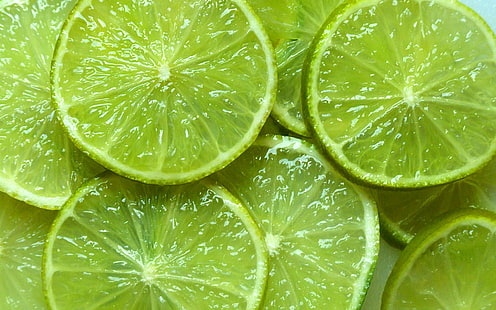 citron vert, fruits, tranches, nourriture, vert, Fond d'écran HD HD wallpaper