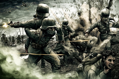 الحروب ، الحرب العالمية الأولى ، المعركة ، قناع الغاز ، الحرب، خلفية HD HD wallpaper