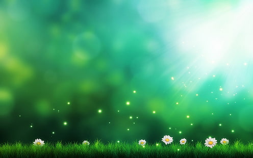 Fiori verdi erba sfondo, verde, fiori, erba, sfondo, Sfondo HD HD wallpaper