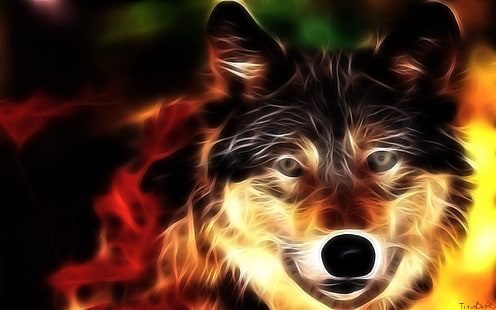 вълк фрактални фрактали куче животно 1280x1024 Животни Кучета HD Арт, HD тапет HD wallpaper