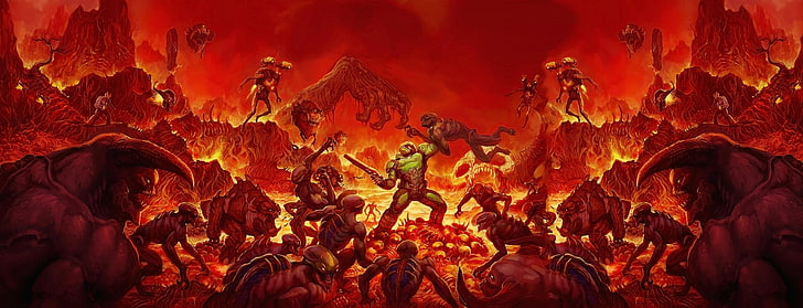 Doom wallpaper, Doom (2016), video games, Doom (game), HD wallpaper