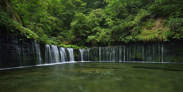 滝、長野、白糸の滝、日本。（白い糸）、軽井沢町、 HDデスクトップの壁紙 HD wallpaper