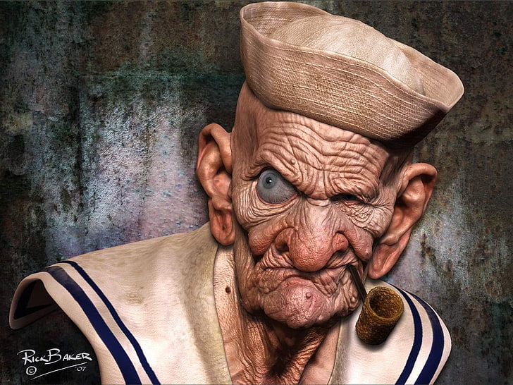 ancianos, barco, marineros, Popeye, Fondo de pantalla HD