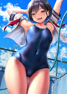  anime girls, swimwear, Kase Daiki, HD wallpaper HD wallpaper