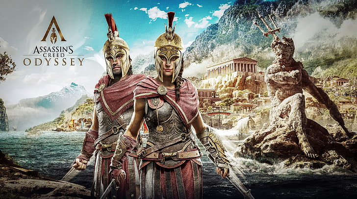 Assassins Creed Odyssey, Kassandra, Alexios, Assassin's Creed Odyssey Alexios and Kassandra digital wallpaper, Games, Assassin's Creed, Characters, Odyssey, videogame, AssassinsCreed, 2018, kassandra, alexios, Tapety HD