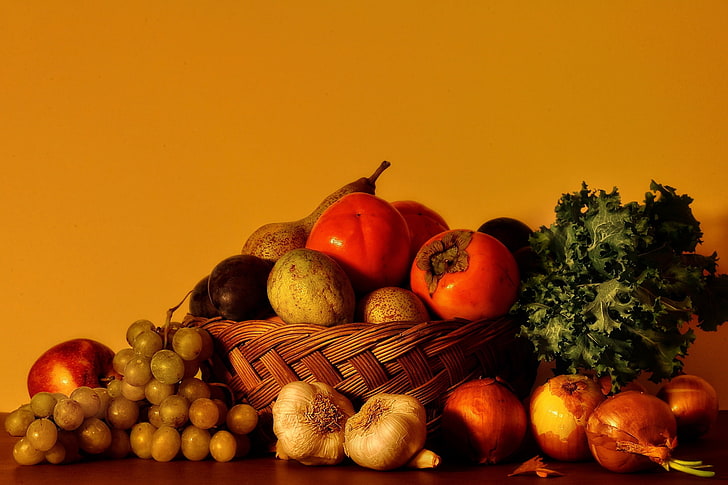 assorted fruits, fruit, basket, diversity, HD wallpaper