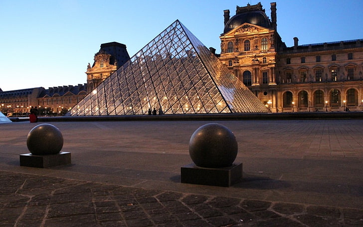 Papel de parede Paris-Cidades HD do Museu do Louvre, museu da grelha, HD papel de parede