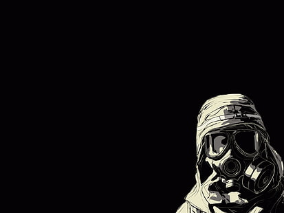 black gas mask, dark, gas masks, minimalism, HD wallpaper HD wallpaper