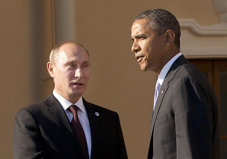 バラク、男、男、オバマ、大統領、プーチン、ロシア、ロシア、ウラジミール、 HDデスクトップの壁紙