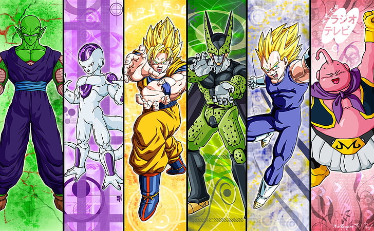 Dragon Ball, Dragon Ball Z, Frieza (Dragon Ball), Goku, Majin Buu, Piccolo (Dragon Ball), Vegeta (Dragon Ball), Fondo de pantalla HD