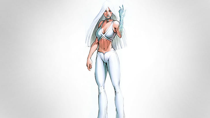 Emma Frost, Illustration, Marvel Comics, Simple Background, white haired woman character, emma frost, illustration, marvel comics, simple background, HD wallpaper