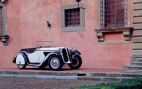 classico veicolo bianco e nero, auto d'epoca, BMW, Sfondo HD HD wallpaper
