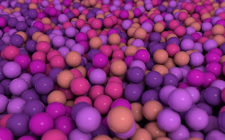 purple, pink, and beige ball lot, balls, set, colored, glasses, HD wallpaper