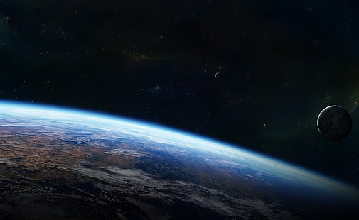 Orbita exterior, planeta tierra, espacio, exterior, órbita, Fondo de pantalla HD HD wallpaper