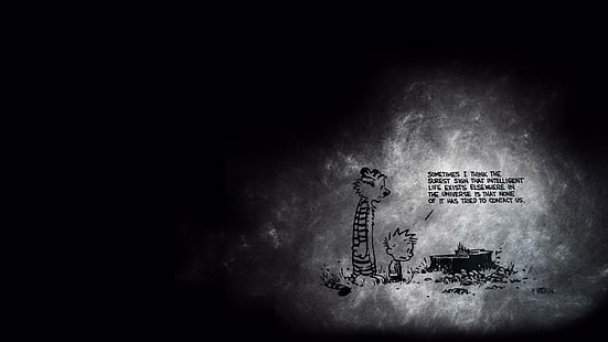ภาพประกอบตัวการ์ตูนสองตัวคือ Calvin และ Hobbes, วอลล์เปเปอร์ HD HD wallpaper