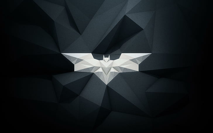 Çokgen Batman logosu, gri batman logosu grafikleri, dijital sanat, 2560x1600, batman, çokgen, HD masaüstü duvar kağıdı