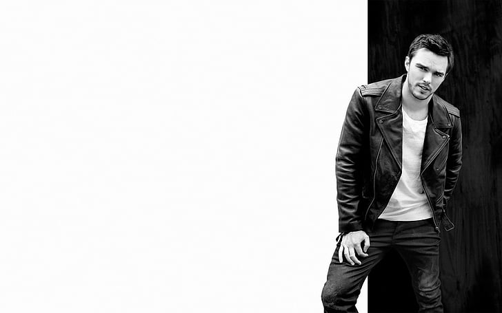Actors, Nicholas Hoult, Actor, Black & White, English, HD wallpaper