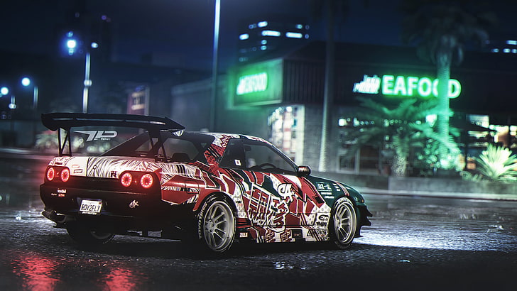 red and black coupe, digital art, car, Need for Speed, Nissan, Nissan Skyline R32, video games, vehicle, HD wallpaper