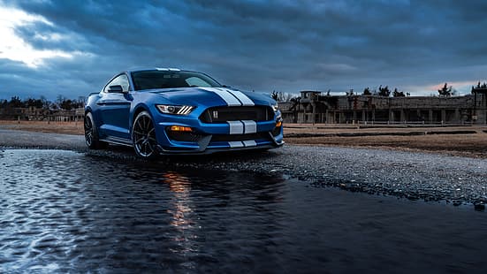 Ford Mustang Shelby GT500, Ford, Shelby, voiture, véhicule, muscle cars, voitures bleues, Fond d'écran HD HD wallpaper