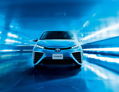 водород, концепция, тест драйв, екосигурен, Toyota Mirai, отпред, Най-добрите електрически автомобили 2015, Toyota, 2015 Детройт Auto Show. NAIAS, ревю, електрически автомобили, HD тапет HD wallpaper