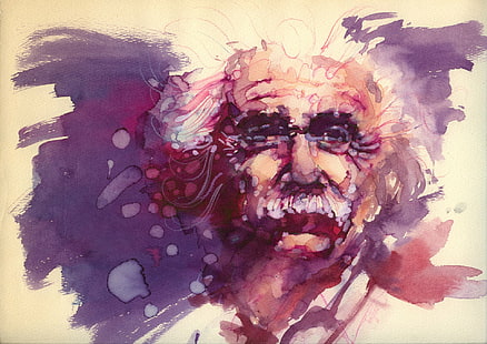 Celebrity, Albert Einstein, Malarstwo, Akwarela, Tapety HD HD wallpaper