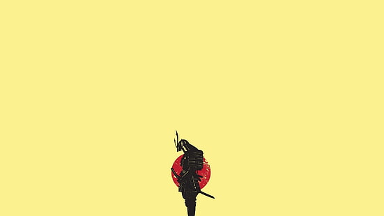 illustrazione di guerriero samurai, minimalismo, Giappone, samurai, Sfondo HD HD wallpaper