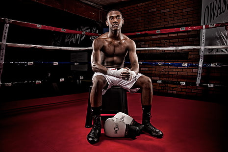 paio di guanti da boxe bianchi e neri, boxer, anello, nero, muscolo, guanti, Sfondo HD HD wallpaper