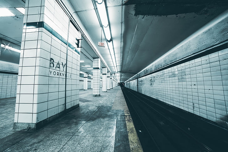 bingkai logam putih dan hitam, kereta bawah tanah, stasiun kereta api, Wallpaper HD