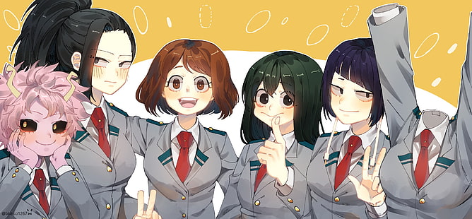 Аниме, My Hero Academia, Kyōka Jirō, Mina Ashido, Momo Yaoyorozu, Ochaco Uraraka, Toru Hagakure, Tsuyu Asui, HD тапет HD wallpaper