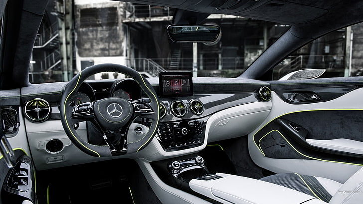 black Mercedes-Benz car steering wheel, Mercedes Style Coupe, concept cars, HD wallpaper