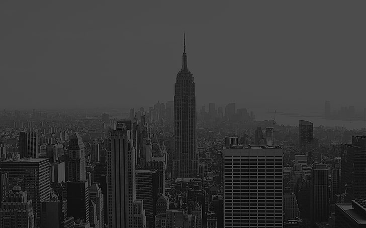 building, architecture, city, newyork, empire, dark, bw, HD wallpaper