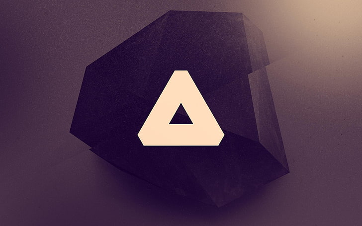 triangular white and black logo, triangle, Overwerk, abstract, digital art, HD wallpaper