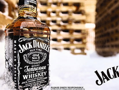 جاك دانييلز زجاجة ويسكي ، شراب ، ويسكي ، جاك دانيال ، كحول ، زجاجات، خلفية HD HD wallpaper