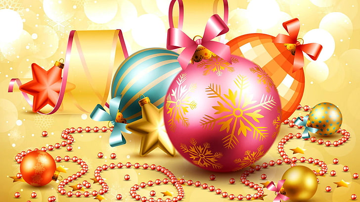 クリスマス、バングル、装飾、お祝い、休日、飾り、金、クリスマス、ボール、冬、リボン、12月、ギフト、雪、季節、スノーフレーク、年、新しい、お祝い、アート、デザイン、挨拶、季節、メリー、祝う、光沢のある、球体、シンボル、星、輝き、伝統的なガラス、プレゼント、グラフィック、ボール、ゴールデン、弓、装飾、形状、アイコン、 HDデスクトップの壁紙