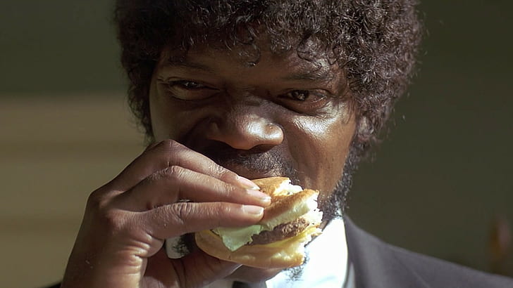 Burger, Makan, film, Pulp Fiction, samuel l jackson, Wallpaper HD