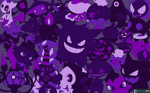personaggi dei cartoni animati sfondo digitale, Pokémon, fantasmi, Gengar, Haunter, Ghastly, Sfondo HD HD wallpaper