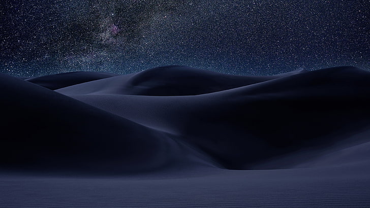 étoiles, ciel, nuit étoilée, désert, dunes, voie lactée, obscurité, nuit, paysage, ciel étoilé, minuit, Fond d'écran HD