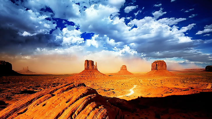 formacja, USA, geologia, Arizona, krajobraz, zachodnia rękawica, wschodnia rękawica, górna i wschodnia rękawica, horyzont, słońce, pustynia, Badlands, chmura, skała, Monument Valley, kanion, chmury, niebo, pustynia , góry, Tapety HD