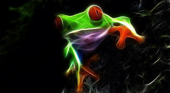 カエル、緑のカエルの絵、エアロ、黒、抽象、カエル、 HDデスクトップの壁紙 HD wallpaper