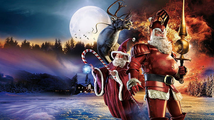 Christmas fantasy, santa claus illustration, holidays, 1920x1080, santa claus, christmas, merry christmas, HD wallpaper