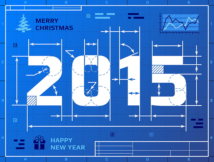 Happy New Year, Merry Christmas, 2015, Drawing, HD wallpaper