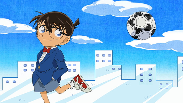 Detective Conan, anime, manga, anime boys, soccer ball, HD wallpaper