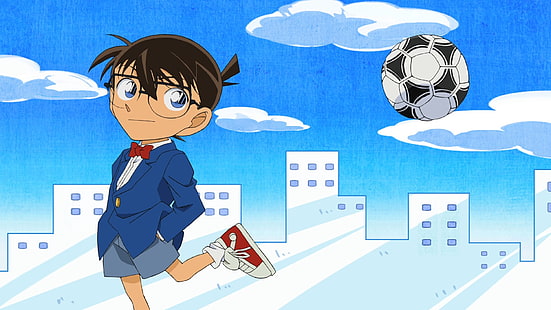 Detective Conan, anime, manga, anime boys, balón de fútbol, Fondo de pantalla HD HD wallpaper