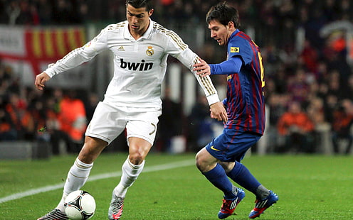 Cristiano Ronaldo Dan Messi, Lionel Messi, Olahraga, Sepak Bola, pemain, Wallpaper HD HD wallpaper