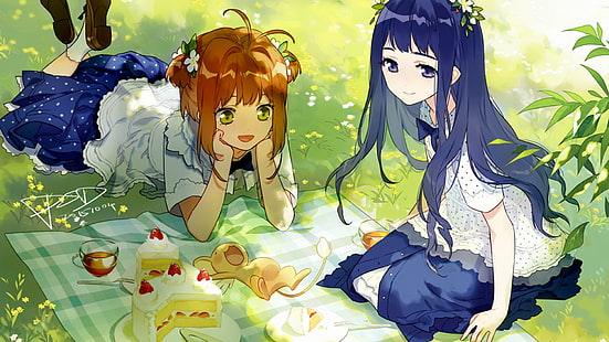 Anime, Cardcaptor Sakura, Keroberos (Card Captor Sakura), Sakura Kinomoto, Tomoyo Daidouji, Wallpaper HD HD wallpaper