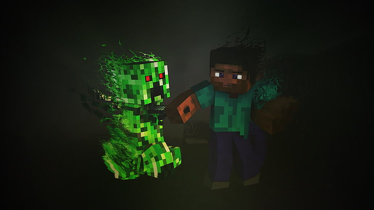 Minecraft Steve e personagem fantasma, Minecraft, trepadeira, Steve, HD papel de parede